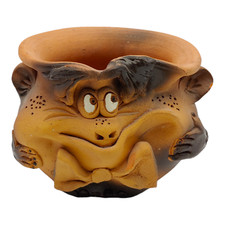 Handmade Pottery Funny Ugly Face Planter Bowl...