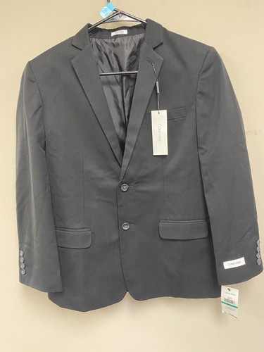 Calvin Klein CTACE008 Boys Black Single-Breasted 2 Piece Suit Pants Sz 16 Husky