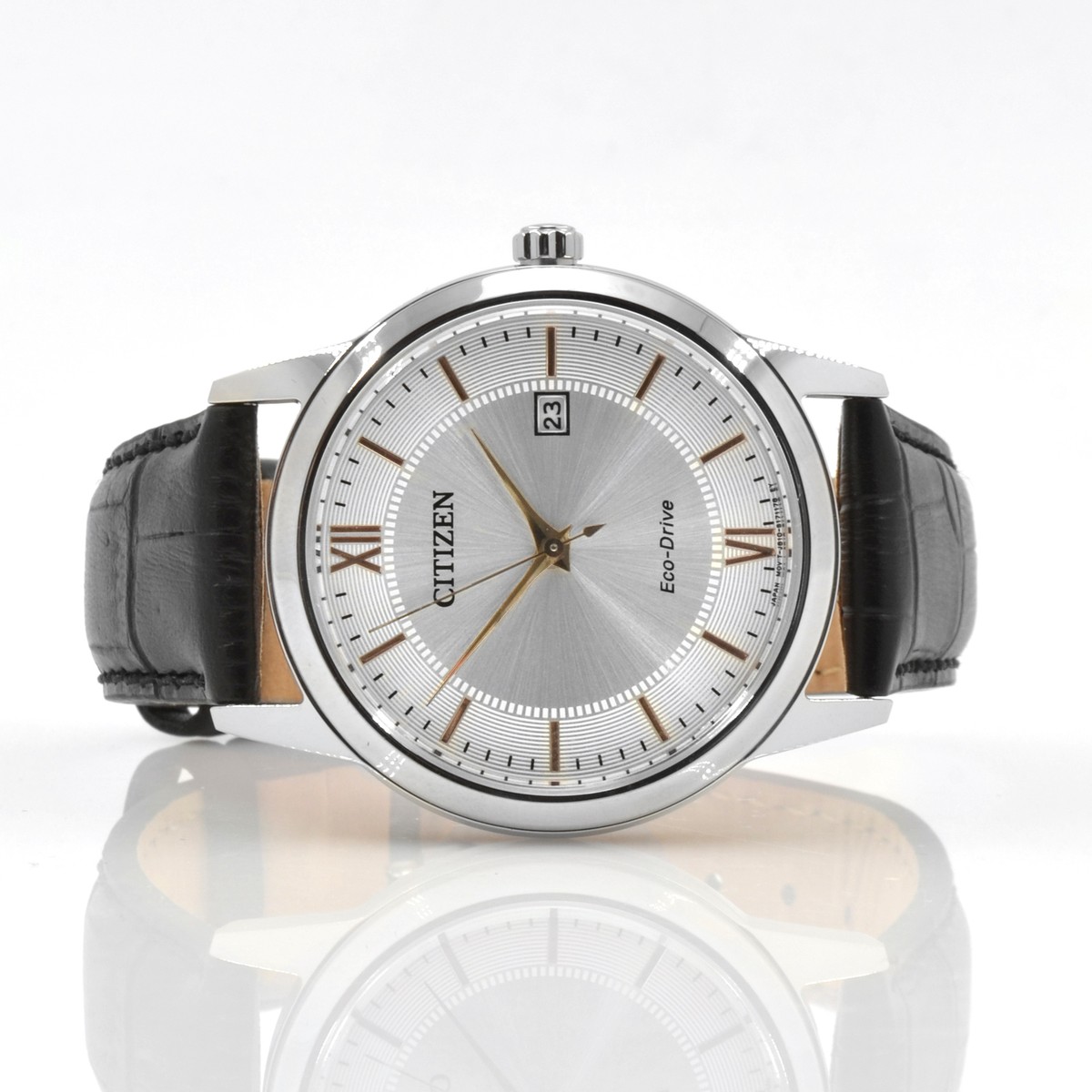 Citizen AW1236-03A Gent's Silver Dial Black Strap Eco-Drive Watch
