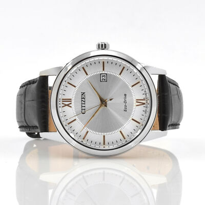 Citizen AW1236-03A Gent's Silver Dial Black Strap Eco-Drive Watch