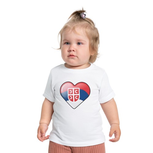 Srce zastava, Serbia Srbija Funny and Cool Baby Toddler Short Sleeve T-Shirt - Picture 4 of 5