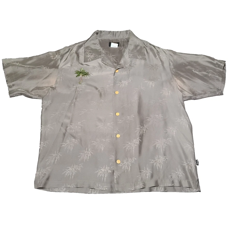 Camisa vintage BC Ethic para hombre L 100 % seda camisa hawaiana palmeras Aloha salón Tiki Foto 3 de 4