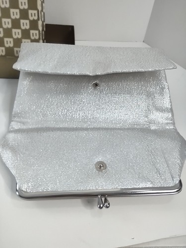 Vintage Lady Buxton Shimmery Silver Clutch Evening Bag Purse 60's Original Box - Bild 3 von 23