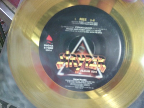 STRYPER Free / Calling On You 1987 Enigma Records YELLOW Colored vinyl EX Metal - Picture 2 of 2