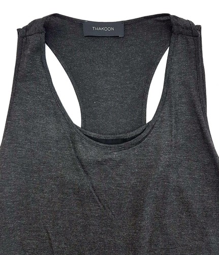 Thakoon Dark Grey Tank w/ Silk Double Layer Size 2 Womens Top - Foto 3 di 11