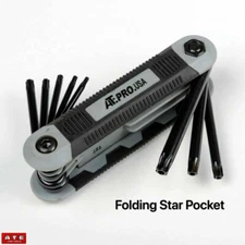 ATE Pro. USA 8 PC Folding Hex Key Set(Types: SAE, MM, Folding Star Pocket)
