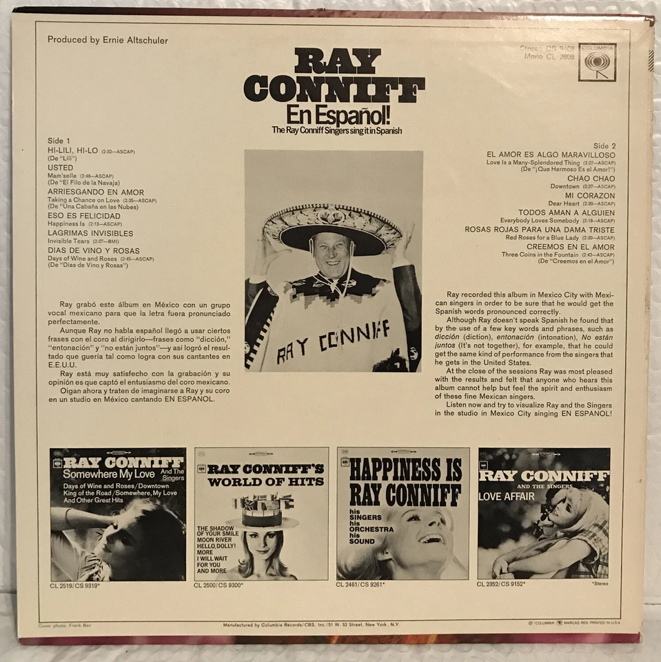 Ray Conniff En Espanol! Vinyl Album 1967 - Image 2 of 4