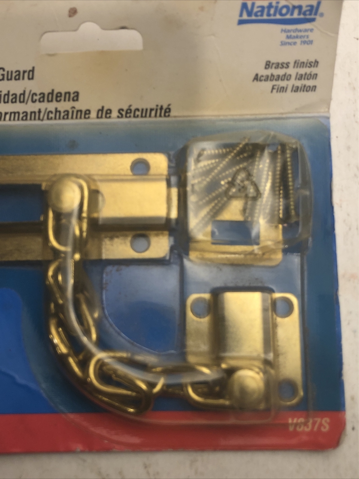 National Hardware Brass Dead Bolt Sliding Chain Lock Door Guard V837S