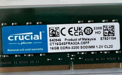 crucial 16GB DDR4-3200 SODIMM メモリー Crucial 16GB DDR4 3200MHz SoDIMM RAM Module, 260-Pin, CL22