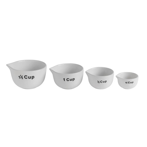 White Stoneware Measuring Cups: Enjoy Baking with Decorative Set of 4 Sizes - Picture 2 of 3