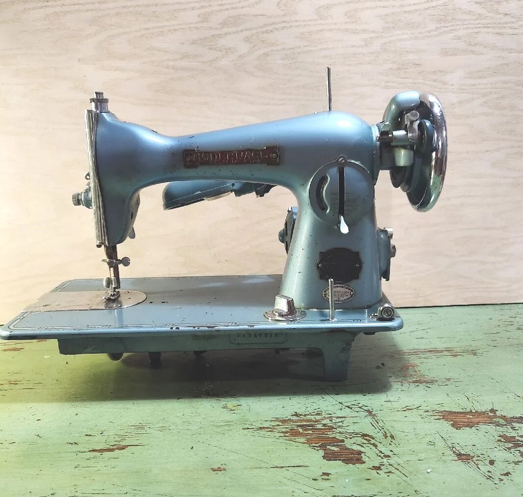 Vintage 1950s Modernage Sewing Machine Deluxe Precision Blue Mid