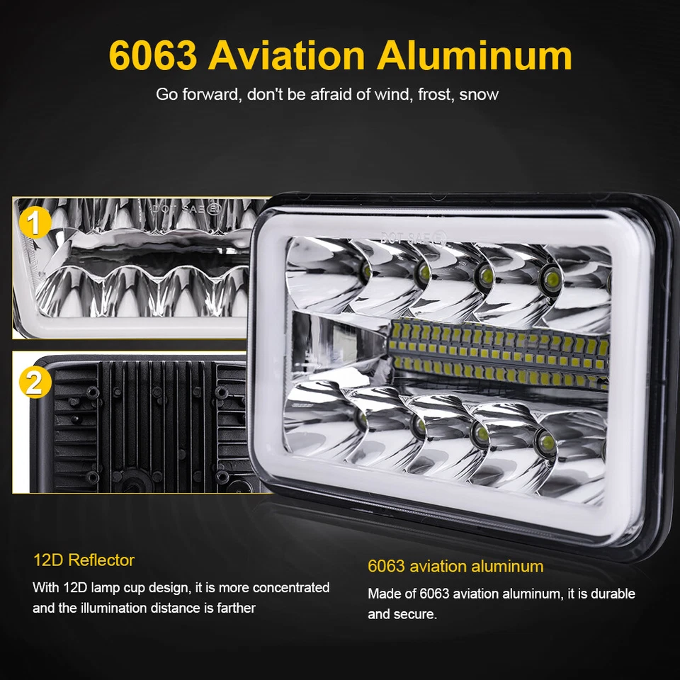 Faros LED Halo DRL Hi&Lo Beam para Freightliner Classic FLD120 FLD112 4x6"" Foto 3 de 4