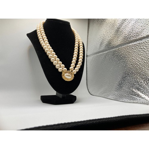Vintage 1980s Avon Capitol Style Faux Pearl Versatile Gold-Tone Necklace! - Bild 3 von 13