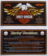 * * 'HARLEY DAVIDSON' Bally 1991 Custom Instruction/Apron Cards * * (New)