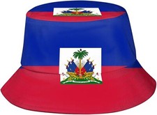 Cute Flag Bucket Hats Fashion Sun Cap Packable One Size, Haiti C-07