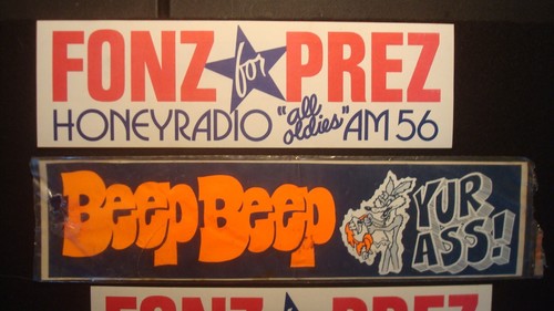 (4) Pegatinas de parachoques vintage - FONZ para PREZ - Road Runner - Honey Radio - Imagen 3 de 5