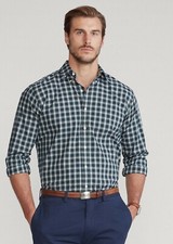 POLO Ralph Lauren Blue Plaid Button Front Slim Fit Poplin Shirt