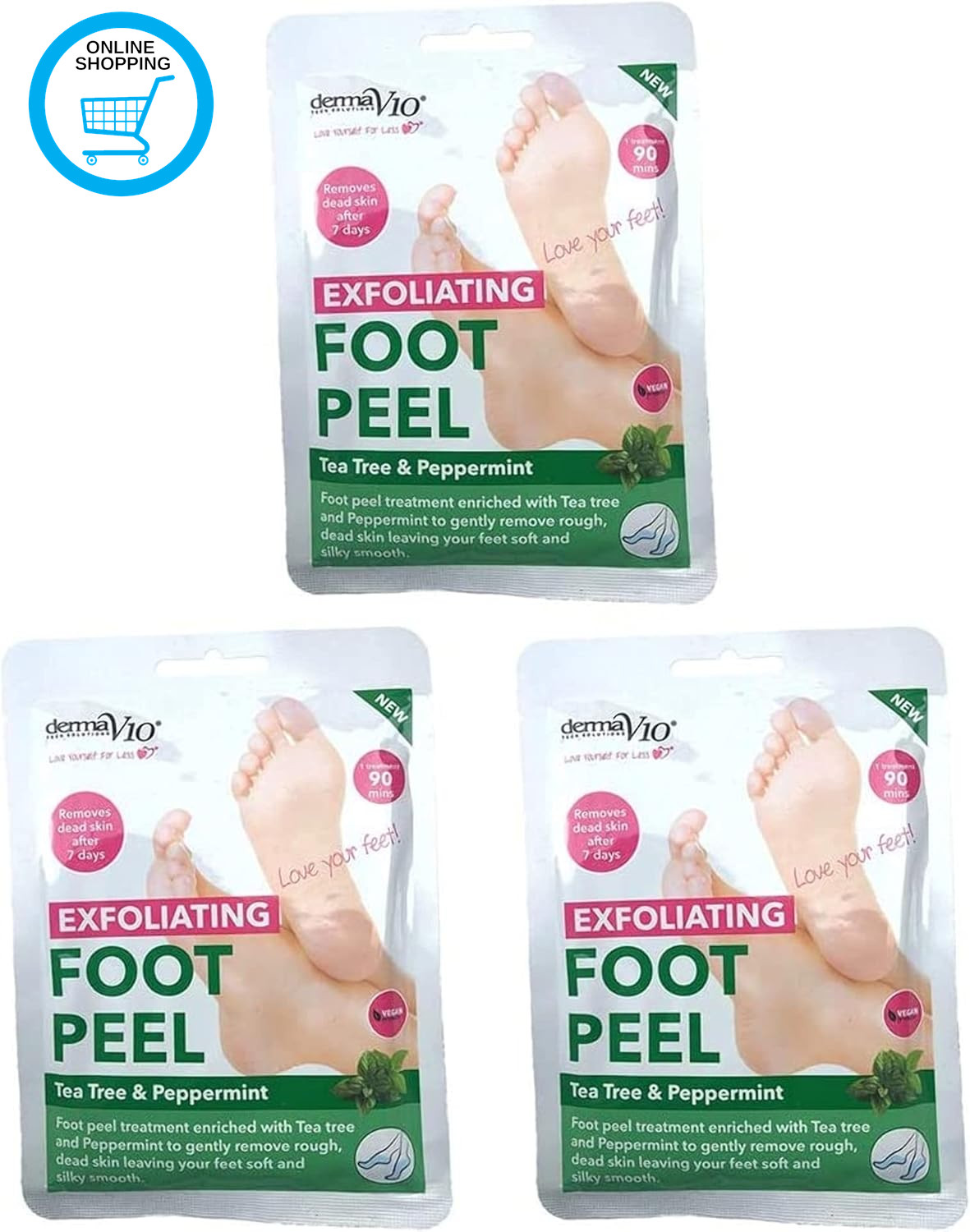 Exfoliating Foot Peel Mask, Pack of 3