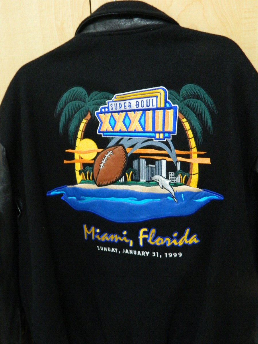 Super Bowl XXXllI Leather Jacket Jeff Hamilton Miami Broncos