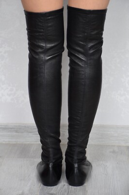Christian Dior Stretch £1000 Black Over The Knee Boot Flat Christian Dior Stretch £1000 Black Over The Knee Boot Flat