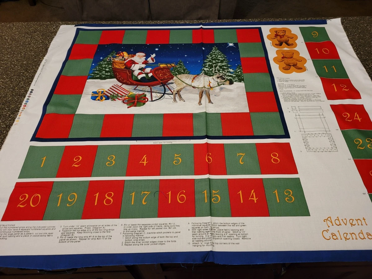 Santa Sleigh Advent Calendar Panel 35x42 Quilting Treasures Christmas | eBay