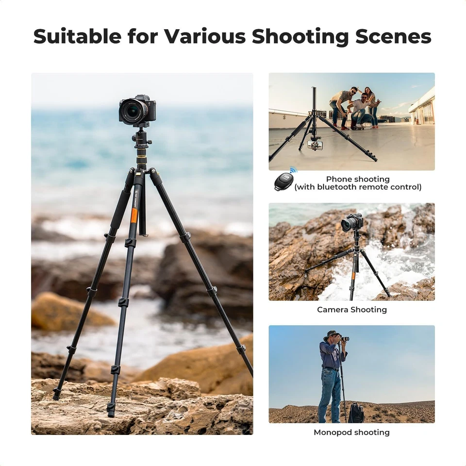 K&F Concept 72'' Camera Tripod Lightweight With Bluetooth Remote Control fr DSLR - Image 3 of 4