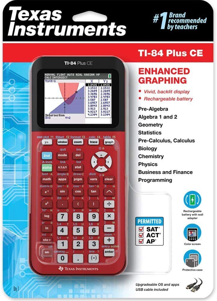 Texas Instruments TI-84 Plus CE Graphing Calculator, Radical Texas Instruments TI-84 Plus CE Graphing Calculator, Radical