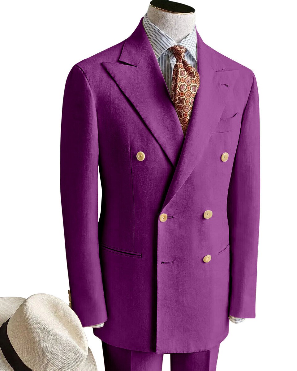 Wedding Men's Purple Suits 2 Pieces Slim Fit Double Breasted