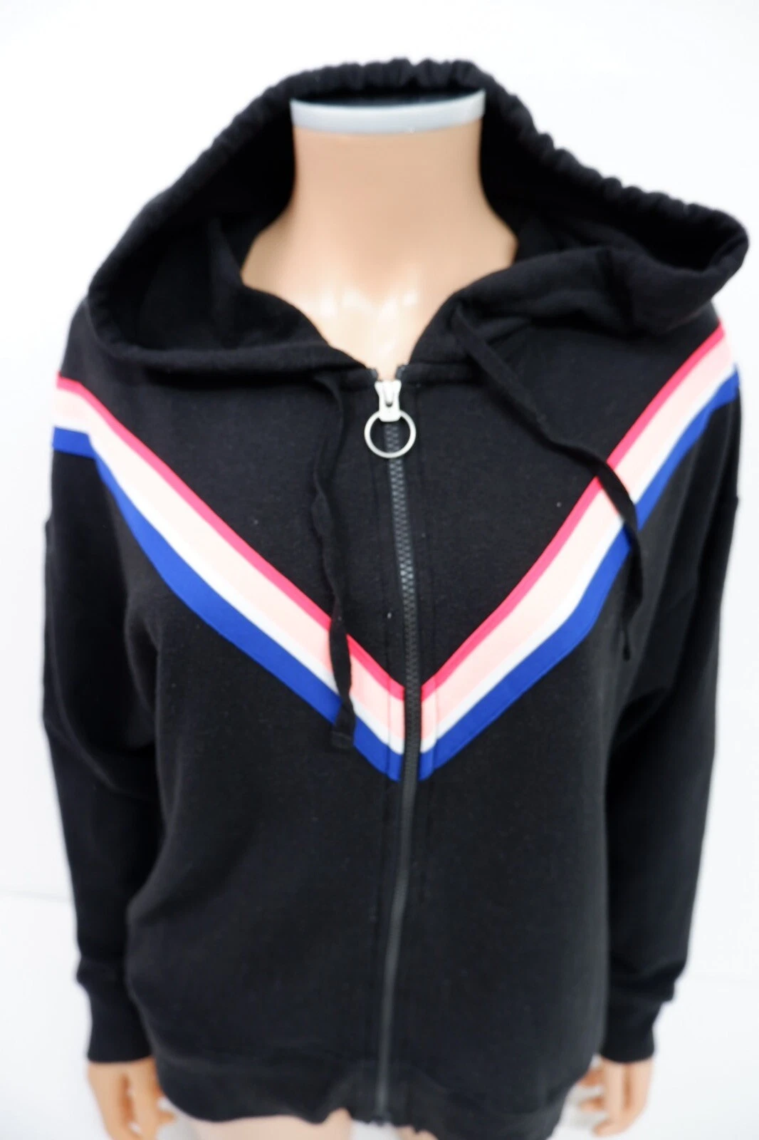 UNDERCOVER Felpa donna con cappuccio e zip intera Victorias Secret ROSA taglia S small nera