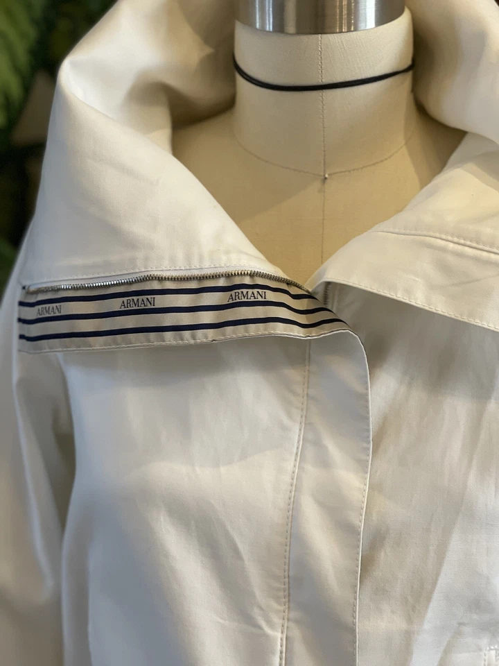 Y2K 90s ARMANI COLLEZIONI Sport Beach Sailing Windbreaker Jacket Navy Logo sz 8 - Image 2 of 4