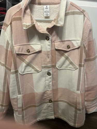 pink and white flannel jacket | eBay