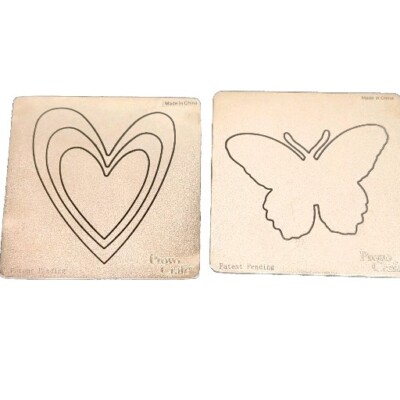 CUTTLEBUG Provo Craft Metal Embossing Dies 2pc. Butterfly & Three Hearts 3x3''