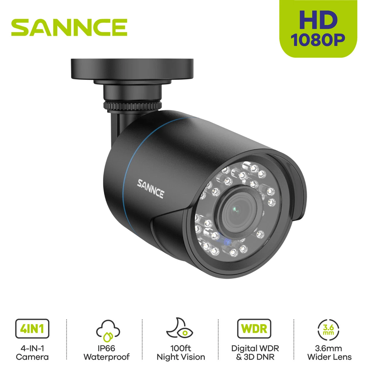 SANNCE 1080P 4IN1 Security CCTV Camera Outdoor Surveillance System Remote View