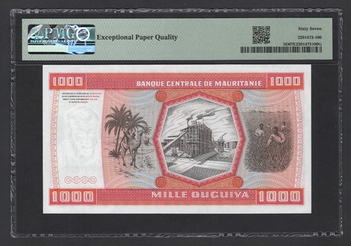 Mauritania 1000 Ouguiya 1981 P3D Uncirculated Graded 67 - Picture 2 of 2