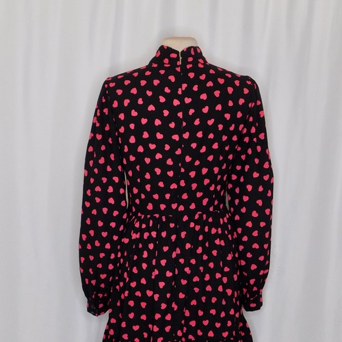 KATE SPADE New York Heartbeat Tie Neck Shirtdress Black Pink Hearts Heart 10 - Picture 9 of 13