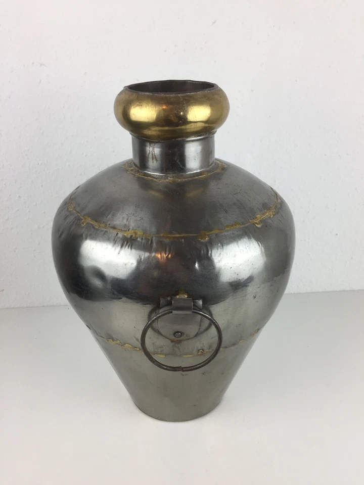 Blech Vase Indien silber Messing Handarbeit aus Rajasthan Deco antik 39 cm hoch. - Bild 4 von 4