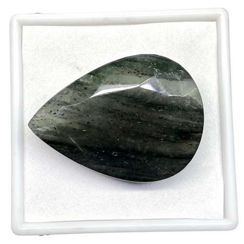 508.15 Cts Natural Rutile Quartz 66.5x48mm Pear Cut Loose Untreated Gemstone - Picture 7 of 23