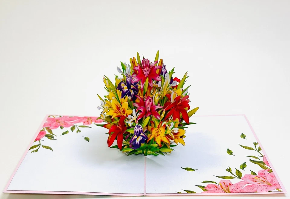 Lily Flower Pop Up Card. 3D Mothers Day/Valentines Day/Birthday/Thank You Card - Image 2 of 4