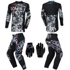 O'Neal Element Attack White Jersey Pants Gloves motocross dirt bike gear combo