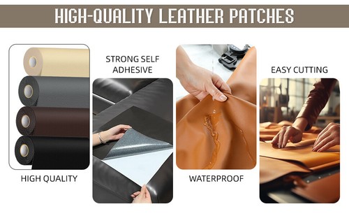 Leather Repair Tape Black Self-Adhesive Patch for Car Seats Couch Furniture Sofa - Picture 13 of 45