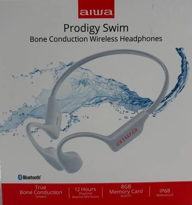 #AIWA Prodigy Swim Bone Conduction Open Ear Waterproof Headphones - White