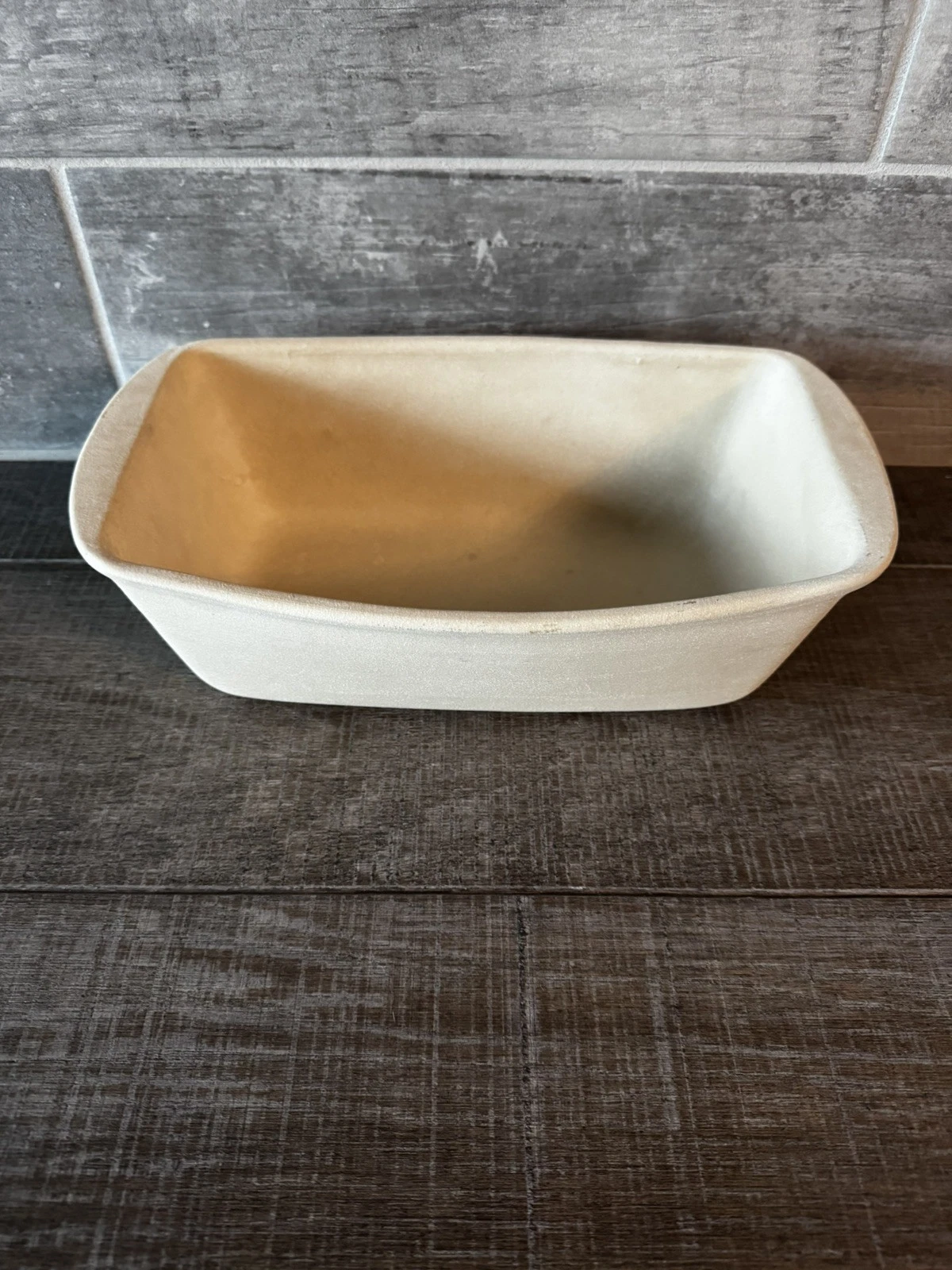 PAMPERED CHEF RECTANGULAR BAKER Stoneware Loaf Pan Baker 11”X6.5”X3.25” Beige