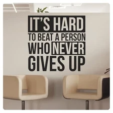 Never Give Up Motivational Inspirational Wall Decal Sticker Quote Home Decor