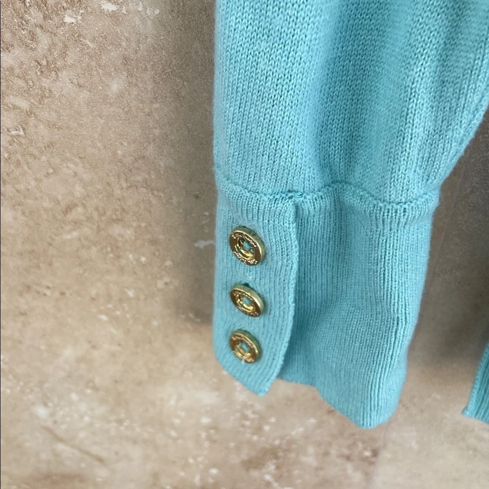 Suéter Lilly Pulitzer Azul Verde Mezcla Lana Hoja de Palma Tejido Mujer’s Mediano Foto 4 de 4