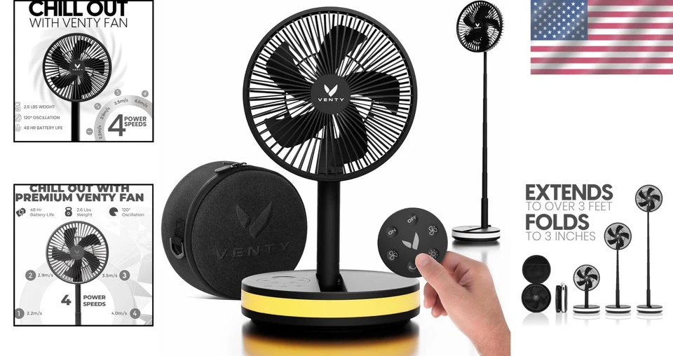 Portable Rechargeable Fan - Wireless & Foldable - 4 Speeds - Image 2 of 4