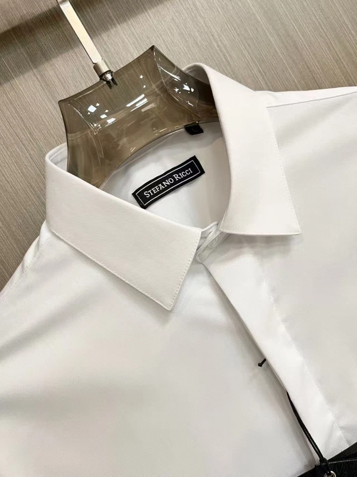 Stefano Ricci Men's Dress Shirts White Regular Cotton Casual Long Sleeve Tops - Image 3 of 4