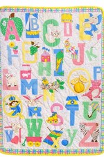 Vintage ABC Alphabet Baby Blanket Quilted Pastel Nursery Decor 33x42 80s 90s