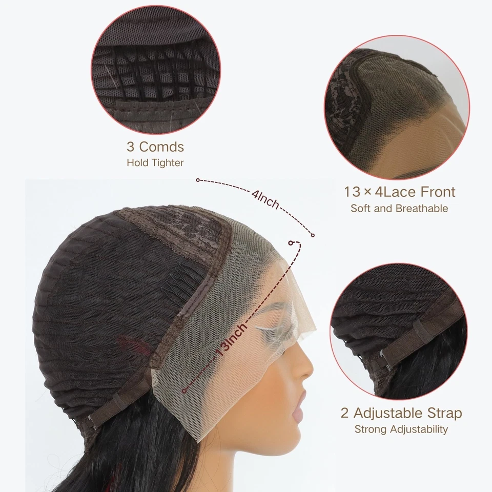 Термостойкий волос светло-коричневый предварительно выщипанный лобный кружевной парик длинный прямой мягкий - Изображение 4 из 4