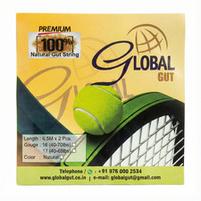 GlobalGut 3 Sets Natural Gut Tennis Strings 16G (1.30mm) | PU Coated