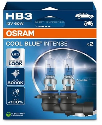 2x OSRAM HB3 Cool Blue INTENSE NextGen 5000K 100% Glühlampe P20d LED Look